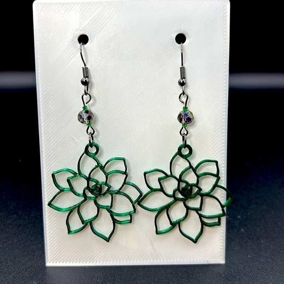 Green Succulent Earrings - Picture 5 of 6